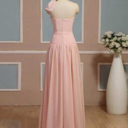 Light Pink Halter Long Formal Dresses, Pink..