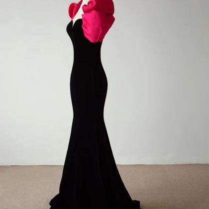 Extravagant Prom Dress,v-neck Evening Dress,black..
