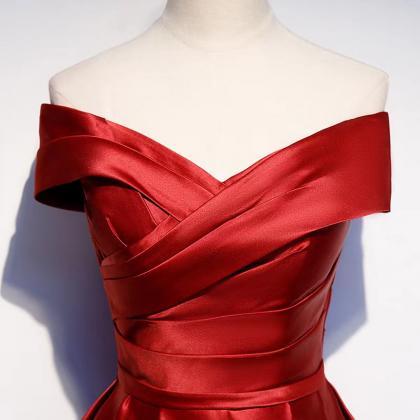 Off Shoulder Prom Dress Long Red Evening Dress,..