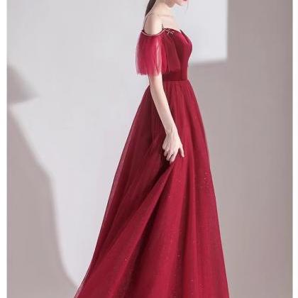 Fairy Red Prom Dress Sequins Spaghetti Straps Sheath Evening Dress S1051