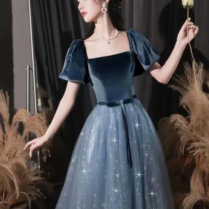 Blue Evening Dress, High Quality Prom Dress, Light..