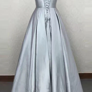 A-line Strapless Evening Dress, Satin Prom Dress..
