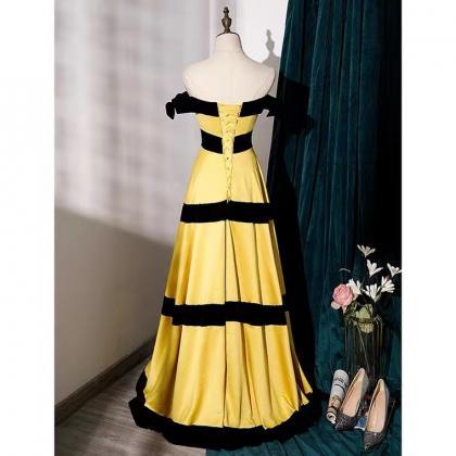 Yellow Prom Dress,off Shoulder Party Dress,bright..