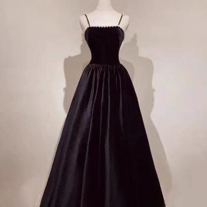 Classy Black Spaghetti Straps Lace Long Evening Dress Sexy Party Gown SP243 main image 0