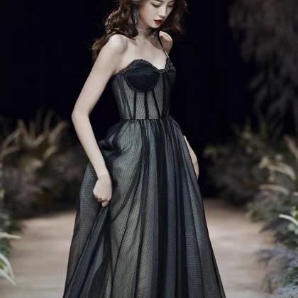 Strapless Evening Dress,sexy Party Dress,black..