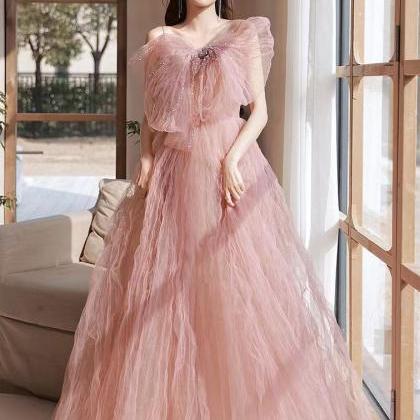 Pink Fairy Prom Dresses, Halter Party Dresses,..