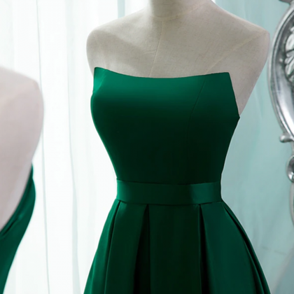 Green Evening Dress,satin Party Dress, Strapless..