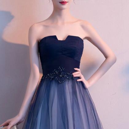 Straplesss Evening Dress, Elegant Prom Dress, Blue..