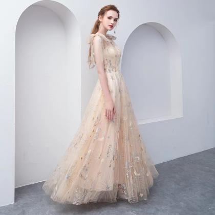 Champagne evening dress,fairy prom ..