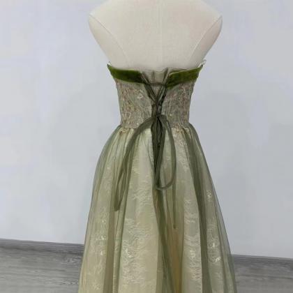 Strapless prom dress,fresh party dr..
