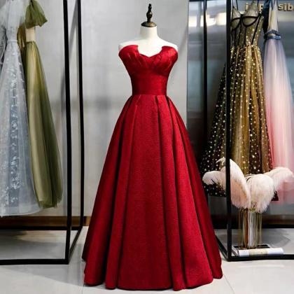 Strapless evening dress,red party d..