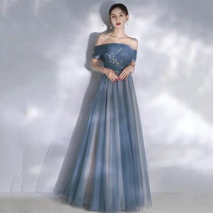 Blue Prom Dress,, Off-shoulder Party Dress, Fairy..