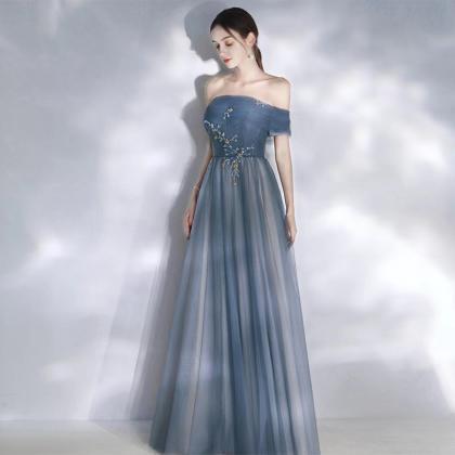Blue Prom Dress,, Off-shoulder Party Dress, Fairy..