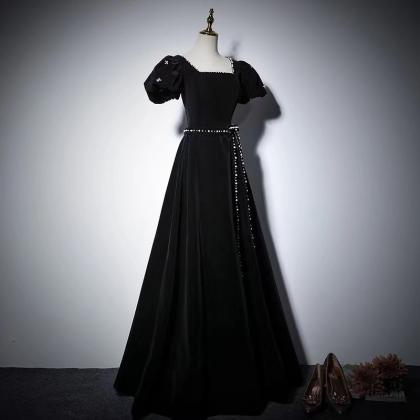 Black prom dress,, elegant party dr..