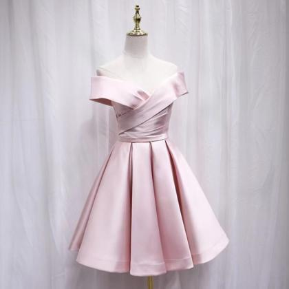 Pink Prom Dress,, Off-shoulder Party Dress, Cute..