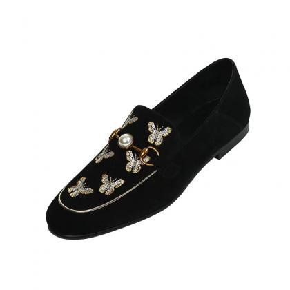 New, embroidered bees, loafers, fla..