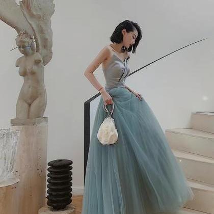 Strapless Prom Dress, Sexy Party Dress,blue..
