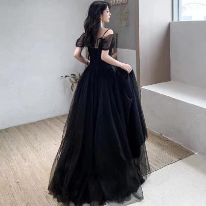 Spaghetti Strap Party Dress,black Dress,cute Prom..