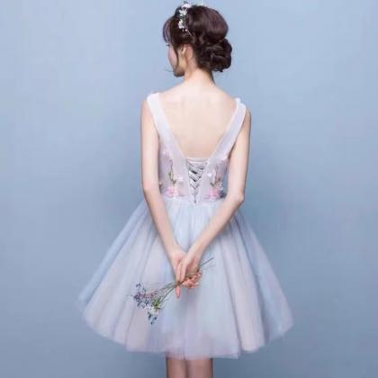 V-neck Homecoming Dress, Cute Prom Dress, Light..