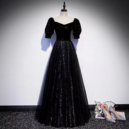 Elegant Shiny Evening Dress, Black Prom Dress,..