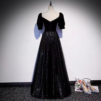 Elegant Shiny Evening Dress, Black Prom Dress,..