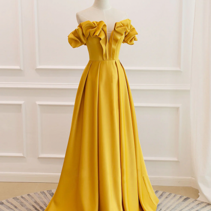 Yellow Prom Dress,elegant Party Dress,off Shoulder..