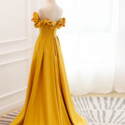 Yellow Prom Dress,elegant Party Dress,off Shoulder..
