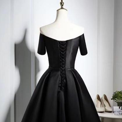 V-neck Evening Dress,black Homecoming Dress,off..