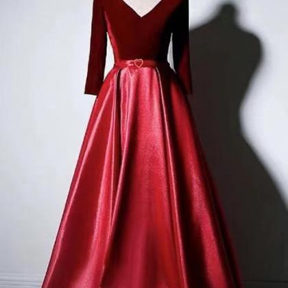 V-neck Evening Dress,sexy Prom Dress,red Party..