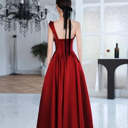 Red party dress,one shoulder evenin..