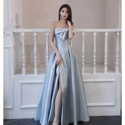 Off Shoulder Evening Gowns, Blue Party..