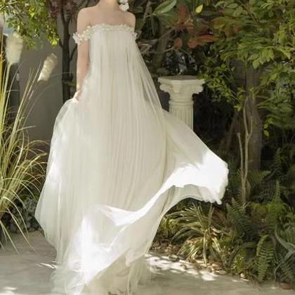 Off Shoulder Bridesmaid Dress, White Prom Dress,..