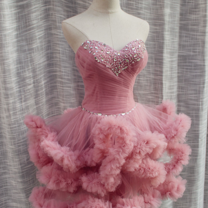 Pink Prom Dress, Sexy Party Dress,strapless..