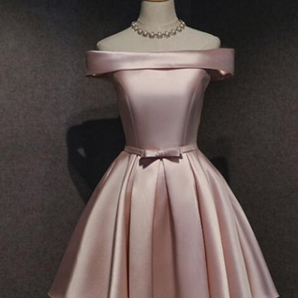 Pink Off Shoulder Homecoming Dress, Pink Party..