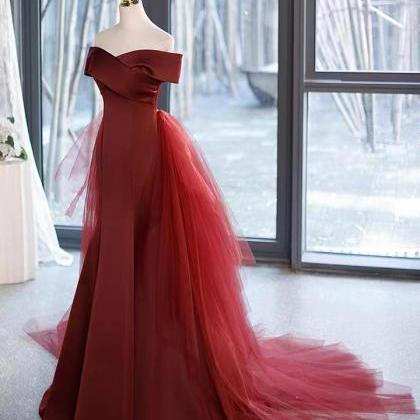 Red Prom Dress, Elegant Bridal Dress,,off Shoulder..