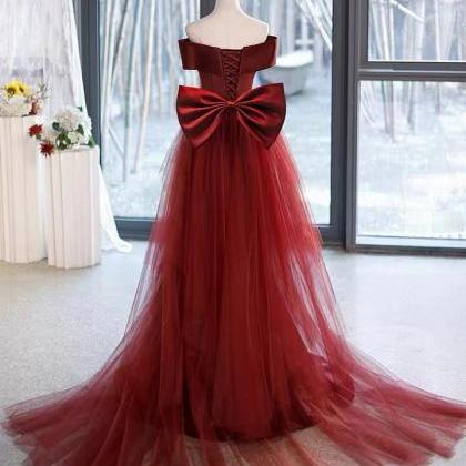 Red Prom Dress, Elegant Bridal Dress,,off Shoulder..