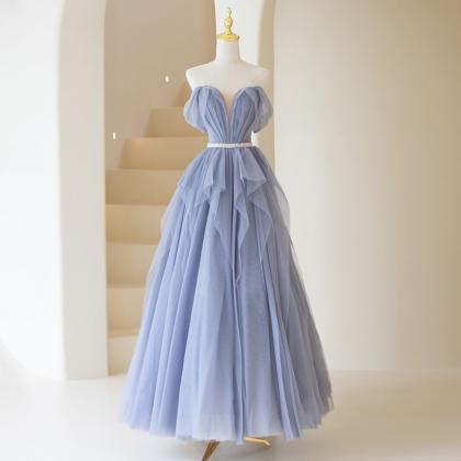 Off Shoulder Evening Dress ,blue Prom Dress,fairy..