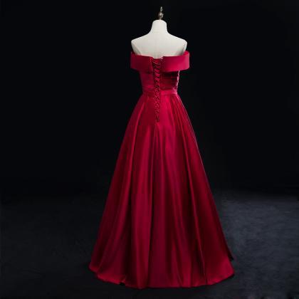 Off Shoulder Evening Dress ,red Prom Dress,elegant..