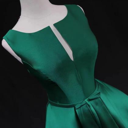 Sleeveless Evening Dress ,satin Prom Dress,green..