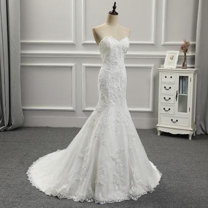 Strapless Prom Dress,white Bridal Dress,elegant..