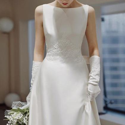 Satin Light Wedding Dress , Bridal Wedding..