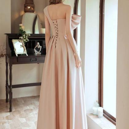 Strapless Bridal Gown, Simple Prom Gown ,pink..