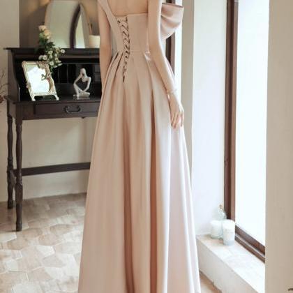 Strapless Bridal Gown, Simple Prom Gown ,pink..
