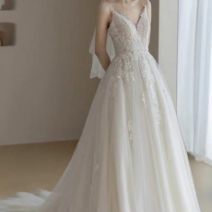 Spaghetti Strap Bridal Dress,white Wedding..