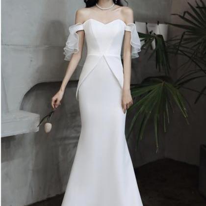 Off Shoulder Wedding Dress, White Bridal Dress,..