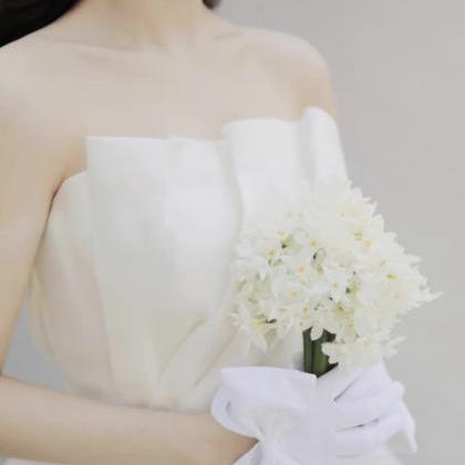 Strapless Wedding Dress, White Bridal Dress,..