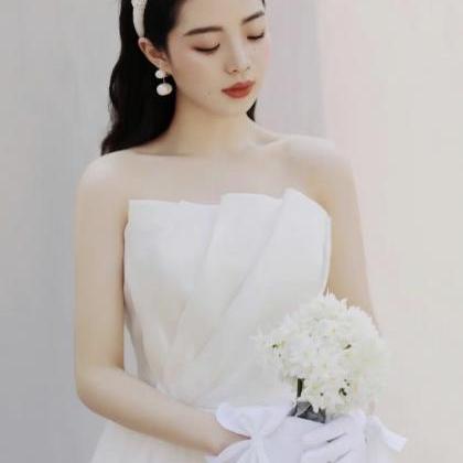 Strapless Wedding Dress, White Bridal Dress,..
