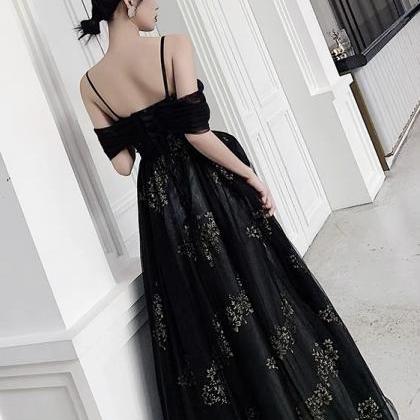 Off Shoulder Evening Dress, Black Prom Dress,sexy..