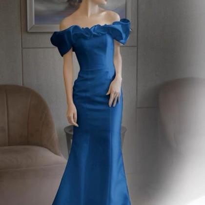 Blue Evening Dress, Light Luxury Party Dress,..