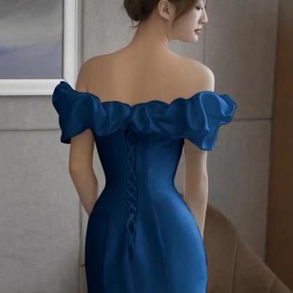 Blue Evening Dress, Light Luxury Party Dress,..